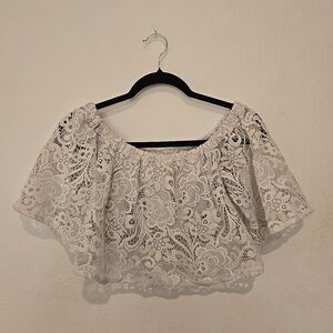 Elegant White Lace Off-Shoulder Top